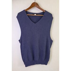 Peruvian Connection 100% Alpaca Sweater Vest Blue V Neck Size L